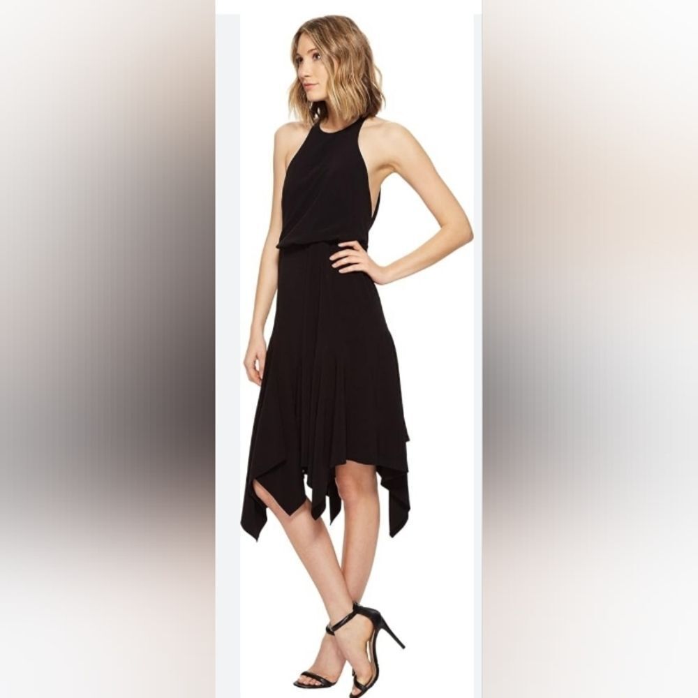 HAlston Heritage Sleeveless Round Neck Flounce Skirt Dress with Back Straps sz 0